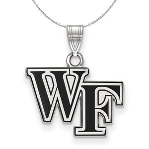Sterling Silver Wake Forest U. Small Enamel Necklace - 24 Inch